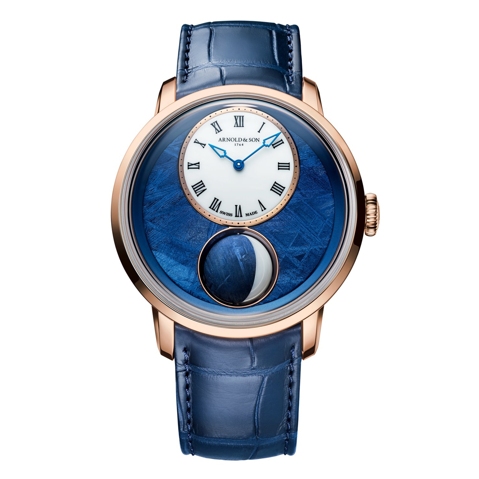 Arnold And Son Luna Magna Red Gold Meteorite 44mm Limited Edition Mens Watch Blue Arnold And Son Luna Magna Red Gold Meteorite 44mm Limited Edition Mens Watch Blue